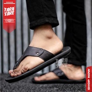 CLIVER - Men's Black Leather Flip-flops