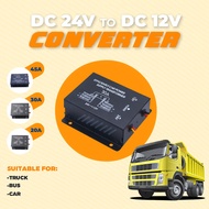 DC 24V To 12V 20A 30A 45A Car Power Supply Buck Transformer Converter Truck Bus DVD Audio Modificati