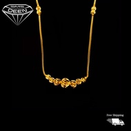 SMS DEEN Ball V-Chain, ±5.9GM - Gold 916 Emas - Rantai Leher-V (Info: L:±44CM - 5.89GM)