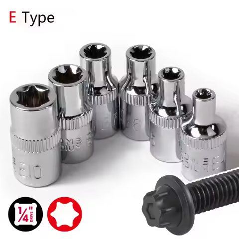 1/4" Drive Torx Star Socket Rustproof E-type Torx Ratchet Wrench Socket Head Car Repair Tool E4 E5 E
