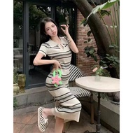 D10841 June Stripe Collar Knit Dress