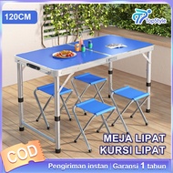 Meja Lipat Aluminium 120CM Meja Camping Outdoor Meja Koper Portabel Meja Jualan Serbaguna Kaki Bulat