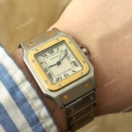 Jam Cartier Santos Carree Two Tone With Box and Service Paper Ref 2961