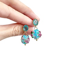 Blooming Baubles Blue & Mauve Earrings