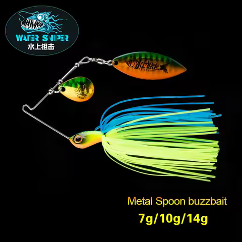 WATER SNIPER 7g 10g 14g Metal Spoon SpinnerBait With Jig Head Duple Hook Winter Spinners For Perch F