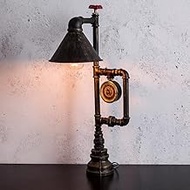 chandelier Loft E27 Iron Bedside Desktop Lantern Retro Desk Accent Lamp with Clock Steampunk Water P