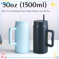 SUSSG Car Cup Thermal, 50oz Simple Thermal Cup, Modern 1500ml Reusable Stainless Steel Water Bottle 