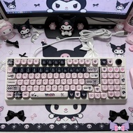 F98 Kuromi Wired Mixed Light Mechanical Keyboard Girls Game Office Laptop Exterior Setting Batch H26
