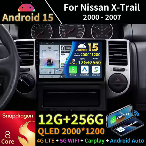 Android 15 Car radio For Nissan X-Trail X Trail X - Trail 1 T30 2000 - 2007 Wireless Carplay Android