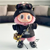 Labubu 17cm Handmade Vinyl Blind Box Doll Pendant Toy Cotton Doll Clothes Hat Bag Accessories for 3