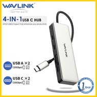 Wavlink 4-In-1 USB C ฮับความเร็วสูง10Gbps ตัวแยก Gen2 USB3.2 USB C ถึง USB C USB ตัวแปลงแบบหลายพอร์ต