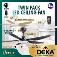 [TWIN PACK] DEKA KRONOS F5DC LED 56" F5DC Baby LED Fan 46'' 5 Blades 7Speed DC Motor Ceiling Fan With Light Kipas Siling