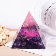 金字塔奧根塔Orgonite生命之樹/脈輪/人緣/冥想/能量粉水晶紫水晶