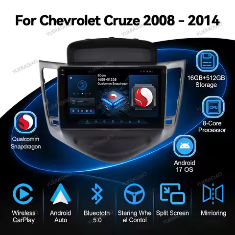 Android 17 Car Radio For Chevrolet Cruze J300 2008 - 2014 Qualcomm GPS NAVI Multimedia Stereo Video 