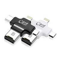 品名: 四合一 OTG 讀卡機 Lightning + USB + MicroUSB + Type C J-14743