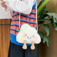 [Jack & Nina] Cute Lolita Japanese White Cloud Plush Cloud Bag One Shoulder Diagonal Lolita Bag Soft