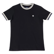 BROWNE & CO. เสื้อยืด คอตตอน สีดำ คอ แขน ตัดต่อผ้าทอลาย รุ่น BKC030-1-BL