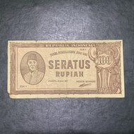 UK105.uang kertas 100 Rupiah 1947 uang ORI presiden Soekarno asli