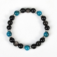 【天然水晶手串】黑曜石磷灰石手鍊 / 辟邪水晶