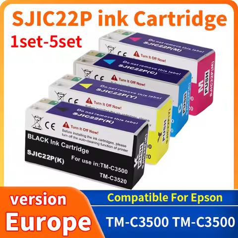 1-5set SJIC22P SJIC22P(K) Pigment ink Cartridge Compatible For Epson TM-C3500 TM-C3500 Label printer