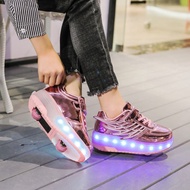 Sedia sedia sayap baru beroda dua Heelys ibu bapa-kanak-kanak roller skating sneakers kulit berkilat