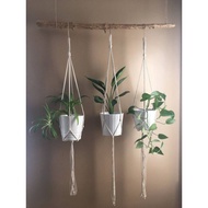 Rope hanging plant pots for balcony decoration