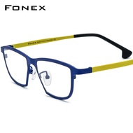 FONEX กรอบแว่นตาไททาเนียมผู้ชายแว่นตาหลายเหลี่ยมย้อนยุคใหม่2024ผู้หญิงสายตาสั้นสีอินเทรนด์ F85824แว่นสายตา