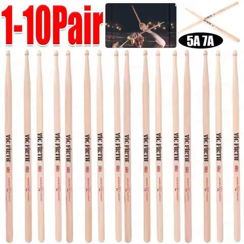 1-10pair Drumsticks 5A/7A Drum Sticks Consistent Weight and Pitch Mallets American Hickory Drumstick