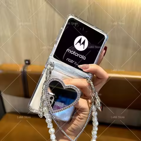 Bracelet Chain Love Holder Case For Motorola Razr 40 50 60 Ultra For Samsung Galaxy Z Flip 3 4 5 6 7