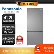 Panasonic NR-BX421BPS 422L INVERTER 2-Door Bottom Freezer Refrigerator (Silver) | NR-BX421BPSM NR-BX421BPS (Fridge Peti Sejuk Peti Ais 电冰箱)