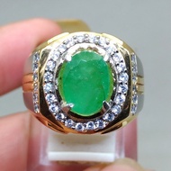 Permata Batu Cincin Akik Natural Zamrud Emerald Beril oval Asli Alami