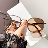 0~-500 New fashion anti-blue color mirror chestnut brown glasses frame myopia degree photochromic an