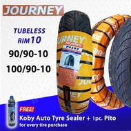 Journey Tubeless Tires R10 ( 90/90-10 , 100/90-10 ) RIM 10 with FREE Tire Sealant and Pito