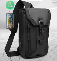 OZUKOใหม่USBเรียกเก็บผู้ชายแฟชั่นC Rossbodyกระเป๋ากันน้ำมัลติฟังก์ชั่ 9.7 นิ้วIpadหน้าอกกระเป๋ากลางแ
