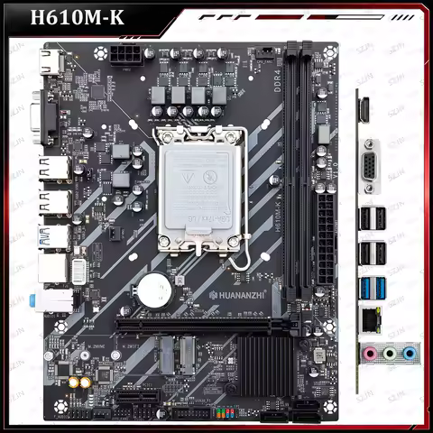 HUANANZHI H610 Motherboard Combo Kit LGA1700, For 12th Gen Intel Core CPU, DDR4 Max 64GB Desktop RAM