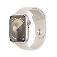 Apple Watch Series 9 (GPS)；45 毫米星光色铝金属表壳；星光色运动型表带 - M/L手表MR973CH/A