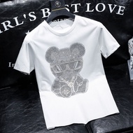 Bear Rhinestone Short Sleeve T T-shirt Men's Summer New European Station European Goods Trend Smart 