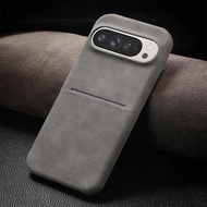 Retro Matte Leather Texture Card Holder Phone Case For Google Pixel 9 Pro XL 8 Pro 8A Luxury Busines