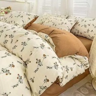 4in1 Korean Linen Queen Size Bedsheet Duvet Set