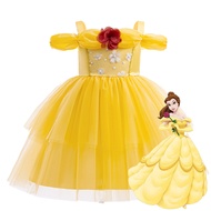 MQATZ ชุดคอสเพลย์เจ้าหญิงเบลล์คอสเพลย์สำหรับเด็กผู้หญิงความงามและสัตว์ร้ายซินเดอเรลล่าชุดสีขาวหิมะ A