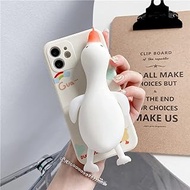 Guppy Compatible with iPhone 12 Mini Case Cartoon Cute Squishy 3D Finger Pinch Duck Funny Squeeze Sensory Stress Reliever Decompression Toy Soft Bumper Protective Case 5.4 in White(QL3097-i12m-2)
