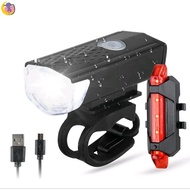 Bike Light Set, USB Rechargeable 5 Modes Waterproof LED Headlight Mountain Bike Light, Safety and Easy Installation, Bike Light and Tail Light YUESG