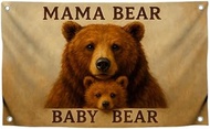 3x5 Feet Funny Animals Flag with Quote ''Mama Bear Baby Bear'' with Four Brass Grommets - Single Sid