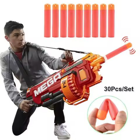 30Pcs Mega for Nerf 9.5cm Red Sniper Rifle Darts Bullets Mega Foam Refill Darts Big Hole Head Bullet