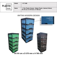 Ready stock 5 Tier Rattan Plastic Drawer, Plastic Cabinet, Plastic Storage Felton FCT488