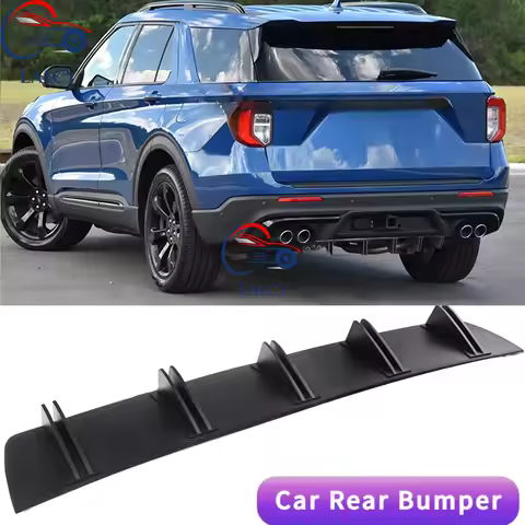 LAICY For F0rd Explorer ST Car Rear Diffuser Shark Fins Bumper Splitter Chin Spoiler Lip Black Shunt
