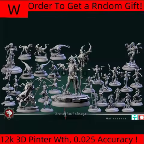 Dnd Miniatures Figures 3d Printing DND War Chess Model Summoner Monk Thief Warrior Velociraptor Moun