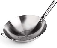 Stainless steel wok 36 43 cm non-stick suitable for all hobs including induction handles Stay Cool 2024