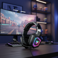 Onikuma GT806 HD Stereo Wireless 5.3 Headphones 3 Mode Gaming 2.4G AUX 3.5mm Noise Reduction  Fon Ke