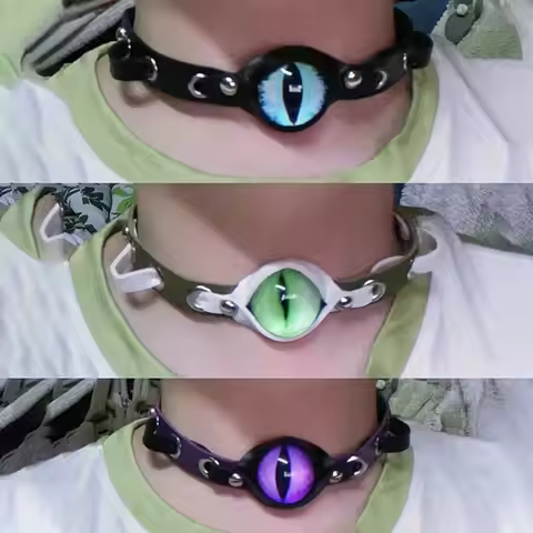 Cool Evil Eyes Choker PU Leather Choker Harajuku Grunge Necklace Punk Aesthetic Rock Goth Necklace W